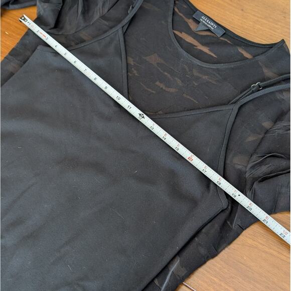 Allsaints Black Katlyn Mattea Long Sleeve Mesh Maxi Dress, Size 10 - Picture 4 of 7